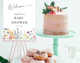 Digital Wildflower Baby Shower Welcome Sign | Girl Baby Shower Welcome Sign | Baby Shower Welcome Sign | Floral Baby Shower Welcome Sign |