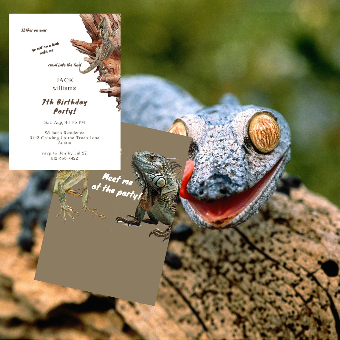Digital Slither On Over Lizard Birthday Party Invitation Lizard 