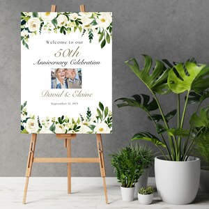 Digital 50th Wedding Anniversary Photo Welcome Sign | Photo Welcome Sign } 50th Anniversary party sign | 50th Wedding Anniversary Party Sign