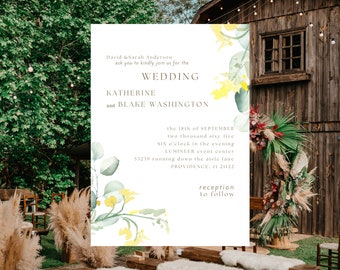 Digital Bundle Yellow Floral Botanical Wedding Invitation | Yellow RSVP | Yellow Save the Date | Yellow Details Card | Yellow Wedding