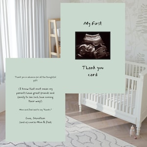 Digital Funny Sage Ultrasound Photo Baby Shower Thank You Card | Baby shower thank you card | ultrasound baby shower thank you card | sage
