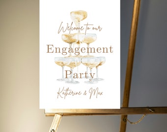 Digital Champagne Tower Engagement Party Welcome Sign | Engagement Party | champagne | champagne engagement party | engaged | welcome sign