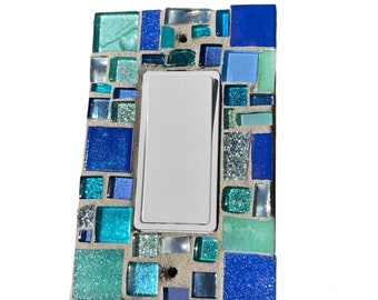 Mosaic light switch plates cover stained glass decor art tiles ROCKER custom colors
