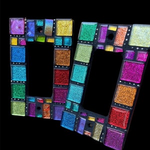 Stained Glass Mosaic Rocker Light Switch Plate Cover: Rainbow Art
