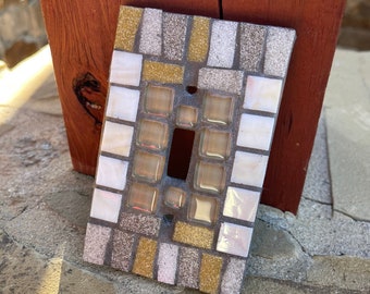 Mosaic light switch plate covers Beach purple blues single toggle  stained glass decor