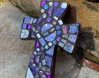 RESERVED Purple one of kind handmade cross