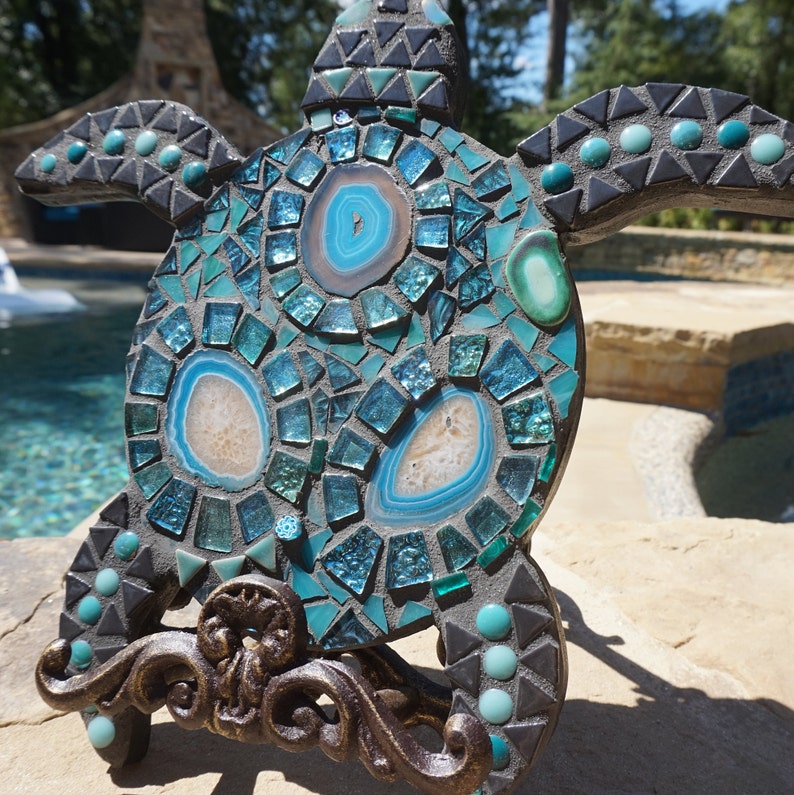 Mosaic Sea Turtle Wall Hanging Decor Beach Themed Custom Made Etsy