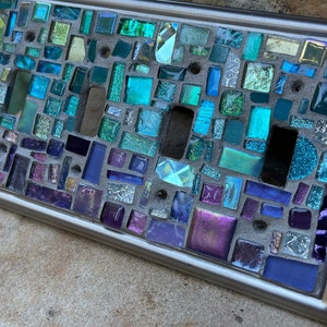 Mosaic OMBRE Purple blues Switch plate cover Mosaic Toggle Light stained glass decor image 5
