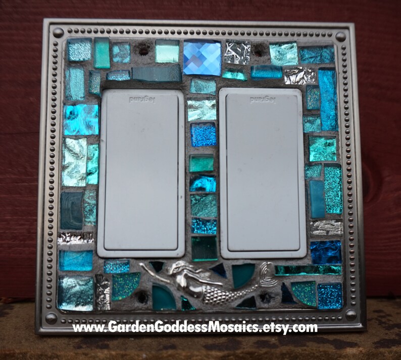 Switch Plates Mermaid Mosaic Light Switch Plates Double Rocker Etsy