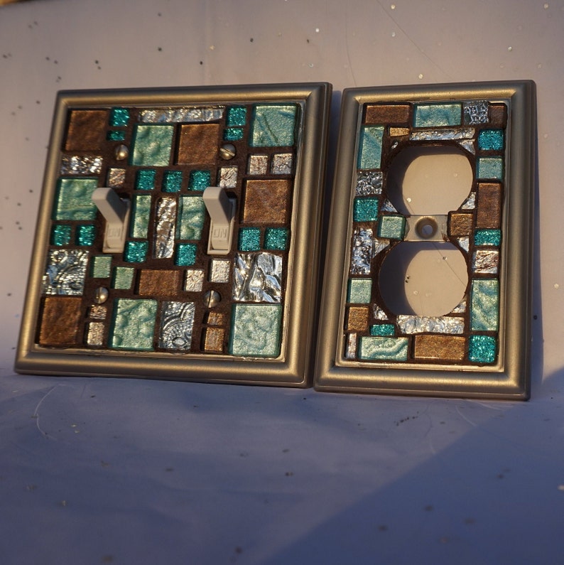 Mosaic Light Switch Plates Cover Stained Glass Tiles Decor Etsy