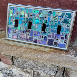Mosaic OMBRE Purple blues Switch plate cover Mosaic Toggle Light stained glass decor image 8