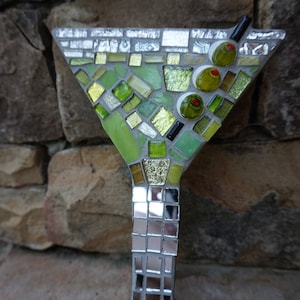 Martini Mosaic stained Glass decor Art, cocktails, wall hanging, olives ceramic tiles, CUSTOM MADE to ORDER image 4