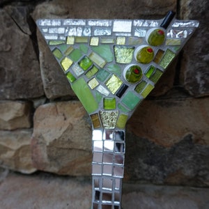 Martini Mosaic stained Glass decor Art, cocktails, wall hanging, olives ceramic tiles, CUSTOM MADE to ORDER image 7