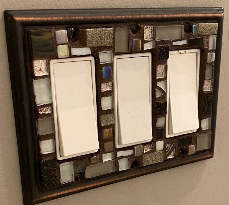 Mosaic Light Switch Plates Outlet Wall Cover Stained Glass Etsy