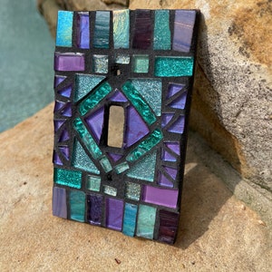 Mosaic light switch plate cover stained glass purple teal blues CUSTOM ART image 8