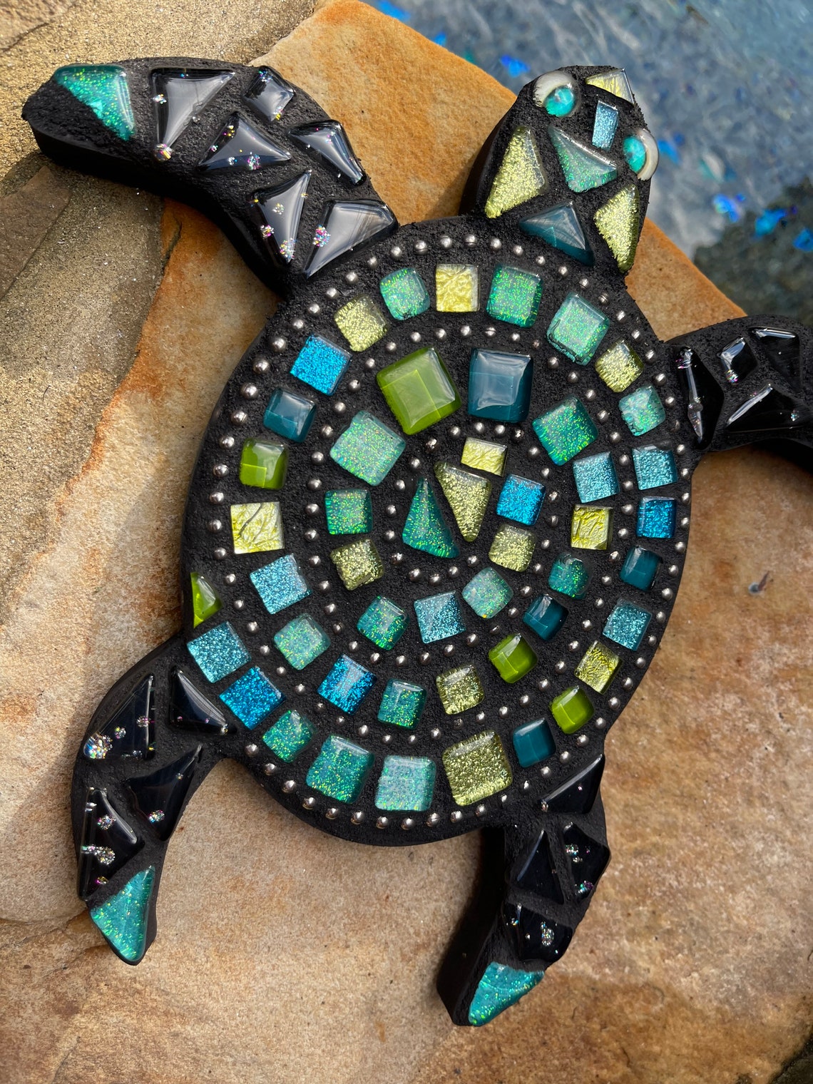 Mosaic Baby Sea Turtle Wall Hanging Beach Lover Themed Sea Art Etsy