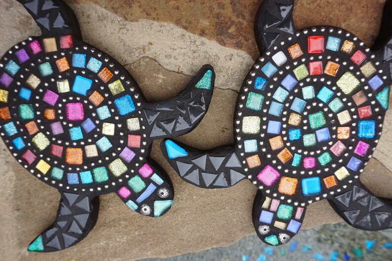 Mosaic Baby Sea Turtle Wall Hanging Beach Lover Themed Sea Art Etsy