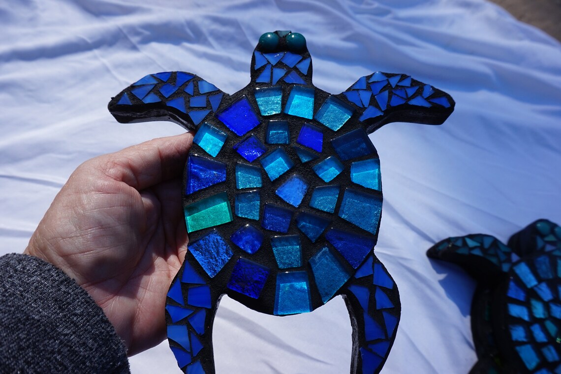 Mosaic Baby Sea Turtle Wall Hanging Beach Lover Themed Sea Art Etsy