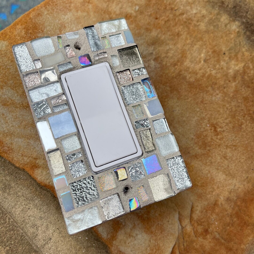 Mosaic Light Switch Plates Cover Stained Glass Decor Art Tiles ROCKER