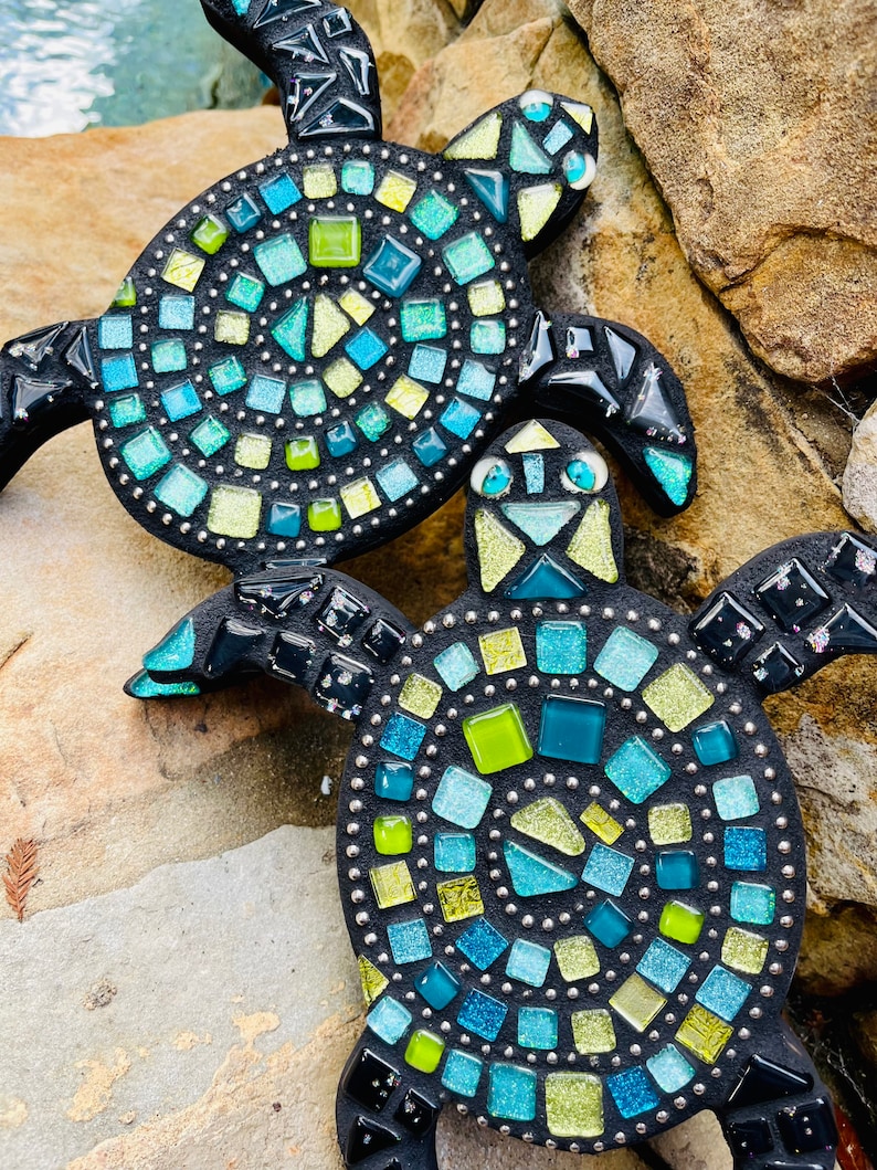 Mosaic Baby Sea Turtle Wall Hanging Beach Lover Themed Sea Art Etsy