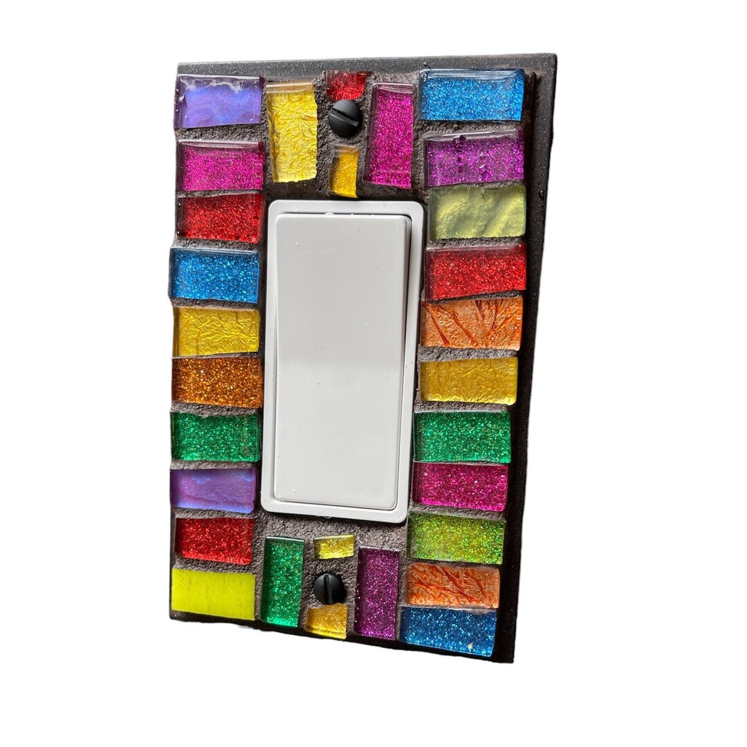Mosaic Light Switch Plate ROCKER Stained Glass Ceramic Mosaic Etsy