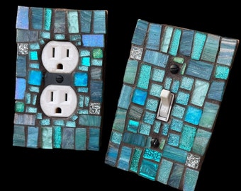 light switch plate covers blue single toggle wall cover mosaic