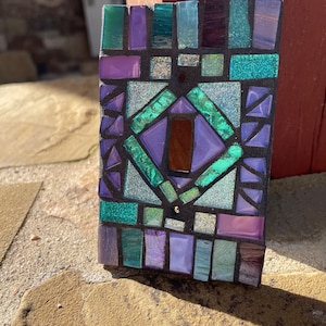 Mosaic light switch plate cover stained glass purple teal blues CUSTOM ART image 4