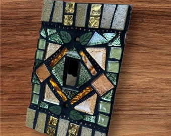 Green Mosaic Tile Light Switch Cover: Stained Glass Decor