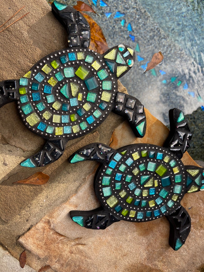 Mosaic Baby Sea Turtle Wall Hanging Beach Lover Themed Sea Art Etsy