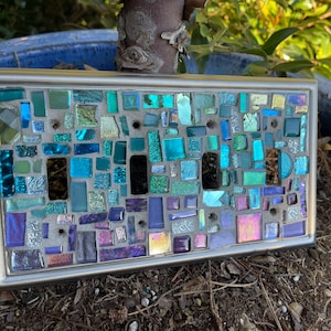 Mosaic OMBRE Purple blues Switch plate cover Mosaic Toggle Light stained glass decor image 1