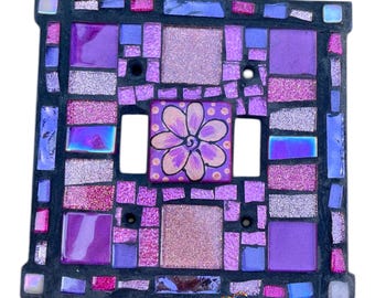Flower Light Switch Plate: Mosaic hand painted art