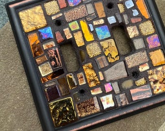 Mosaic Light Switch Plate: Brown blends glass