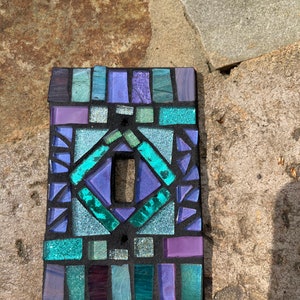 Mosaic light switch plate cover stained glass purple teal blues CUSTOM ART image 6
