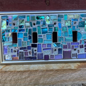 Mosaic OMBRE Purple blues Switch plate cover Mosaic Toggle Light stained glass decor image 9