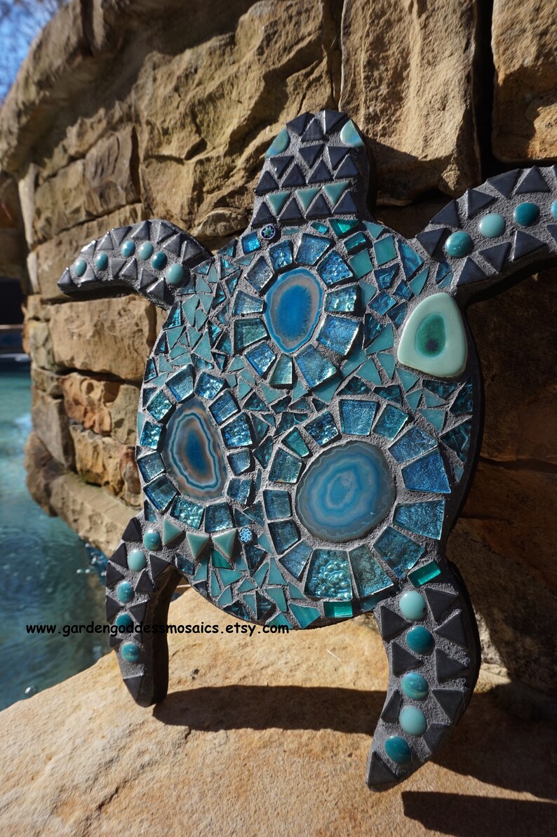 Mosaic Sea Turtle Wall Hanging Decor Beach Themed Custom Made Etsy