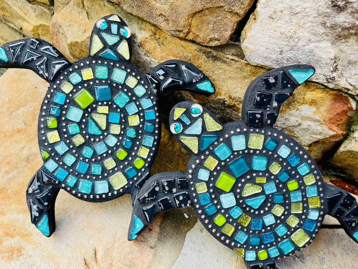 Mosaic Baby Sea Turtle Wall Hanging Beach Lover Themed Sea Art Etsy