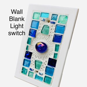 Mosaic Beach Light switch plates BLANK BLUES SUN stained glass functional art custom image 2