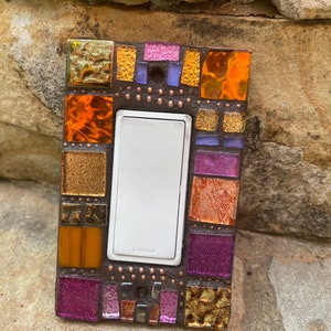 Mosaic Light switch plate ROCKER stained glass ceramic  Mosaic ART  Beautiful colors