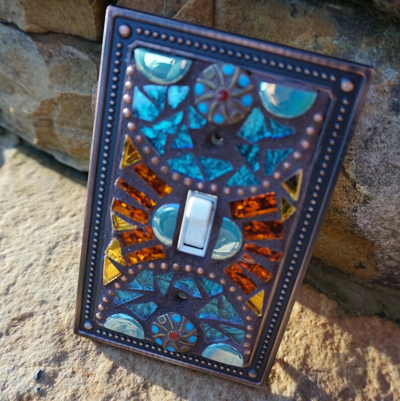 Mosaic Light Switch Plates Cover Stained Glass Decor Art Tiles Etsy
