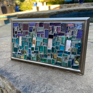 Mosaic OMBRE Purple blues Switch plate cover Mosaic Toggle Light stained glass decor image 10