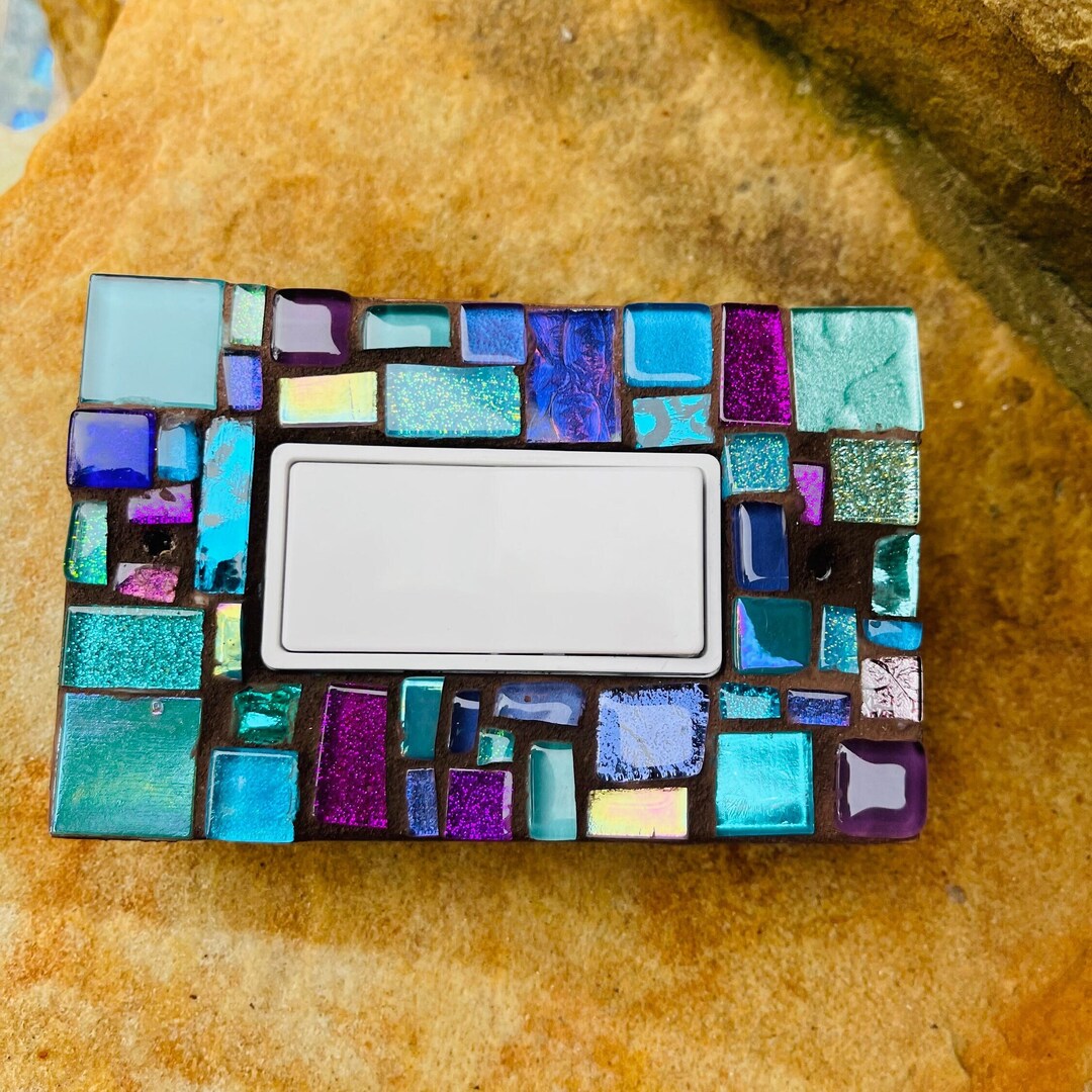 Mosaic Light Switch Plates Cover Stained Glass Decor Art Tiles ROCKER