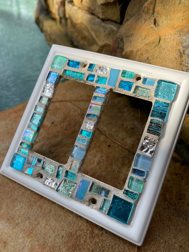 Mosaic Light Switch Plates Cover Stained Glass Decor Beach Etsy