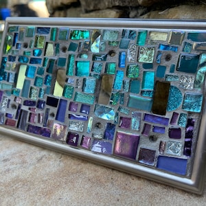 Mosaic OMBRE Purple blues Switch plate cover Mosaic Toggle Light stained glass decor image 2