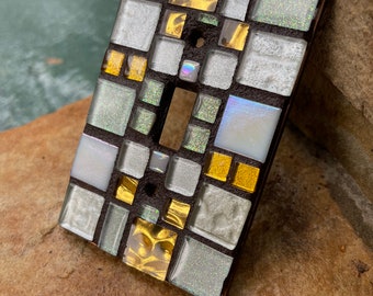 Mosaic light switch plates cover stained glass decor art tiles  single Toggle.