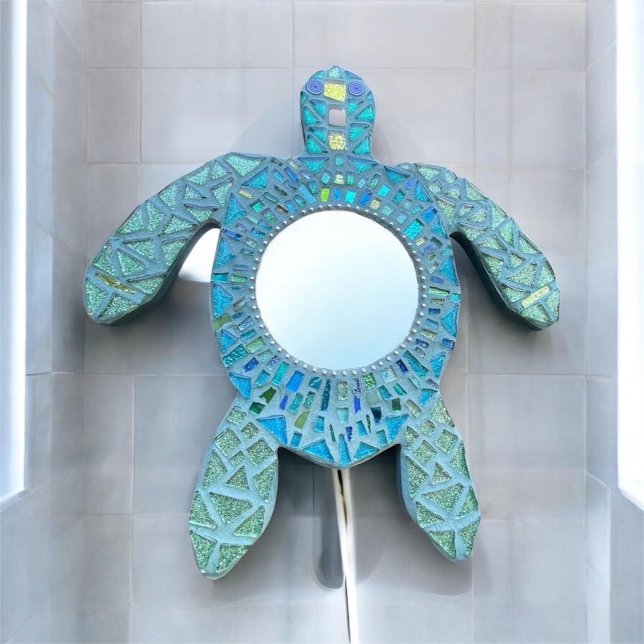 Turtle Mirror Wall Art: Stained Glass Sea Decor Handmade Mosaic - Etsy