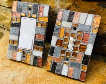 light switch plate covers brown grey copper single toggle wall cover mosaic