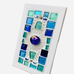 Mosaic Beach Light switch plates BLANK BLUES SUN stained glass functional art custom image 5