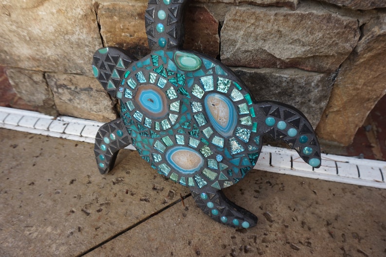 Mosaic Sea Turtle Wall Hanging Decor Beach Themed Custom Made Etsy