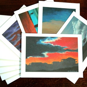 Biglietti di auguri con dipinto "Spiaggia al tramonto" 5" x 7"