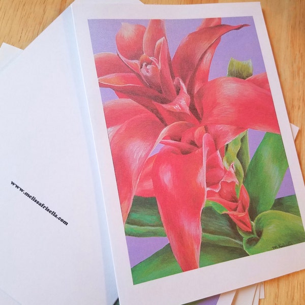 Bromeliad Flower Note Card Set 5" x 7"